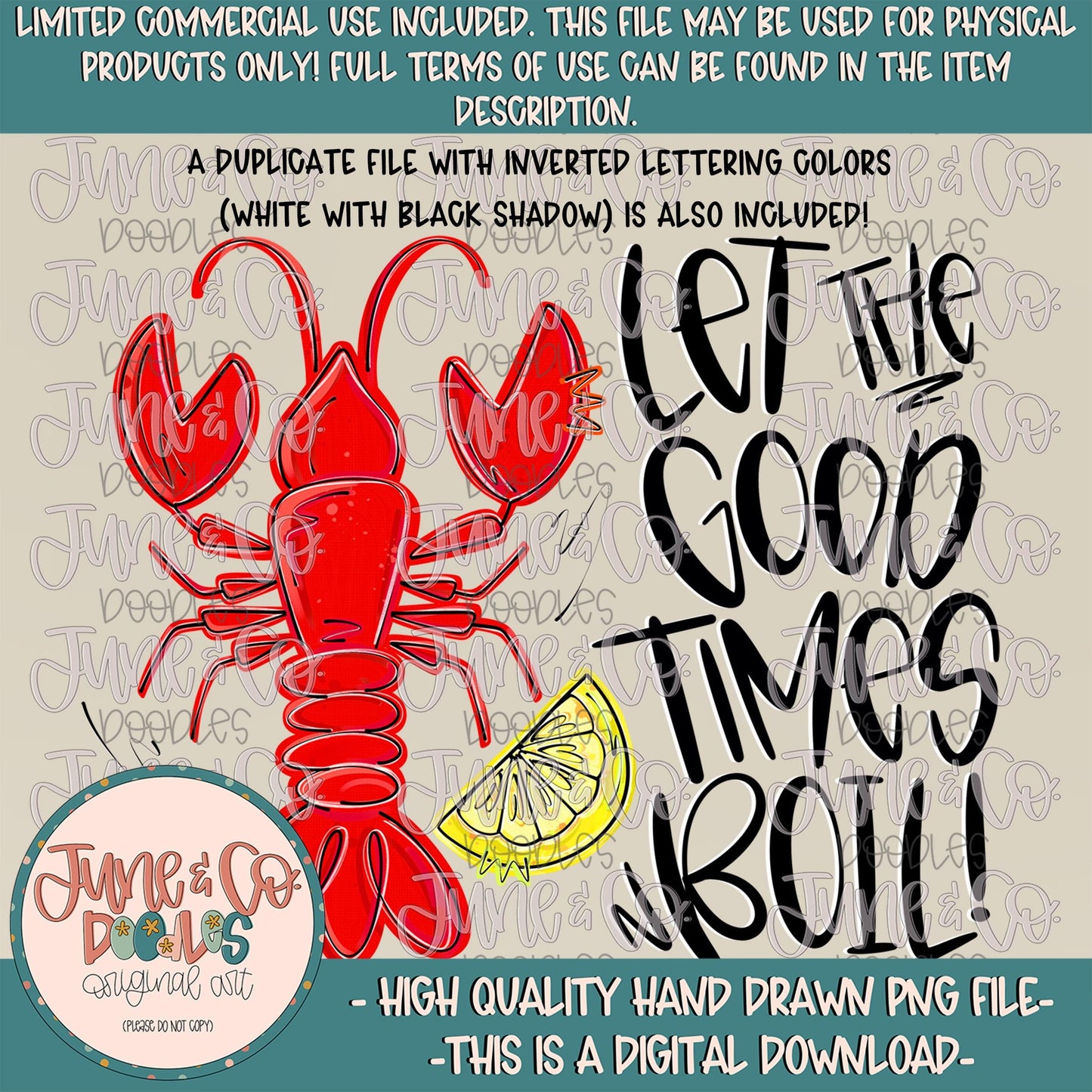 Let The Good Times Boil PNG| Unisex Crawfish Boil Sublimation File| Mardi Gras Design| Hand Lettering| Hand Drawn Art| Digital Download