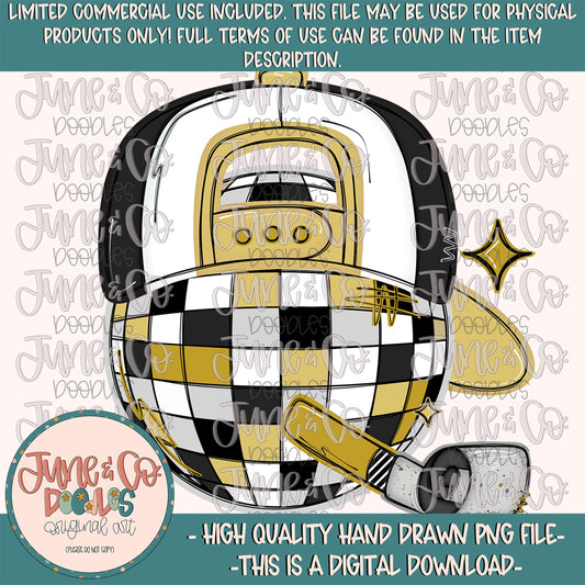 Cool Disco Ball Black White Gold PNG| Disco Ball In Hat Sublimation File| Boys New Year's Eve Shirt Design| Hand Drawn Art| Digital Download