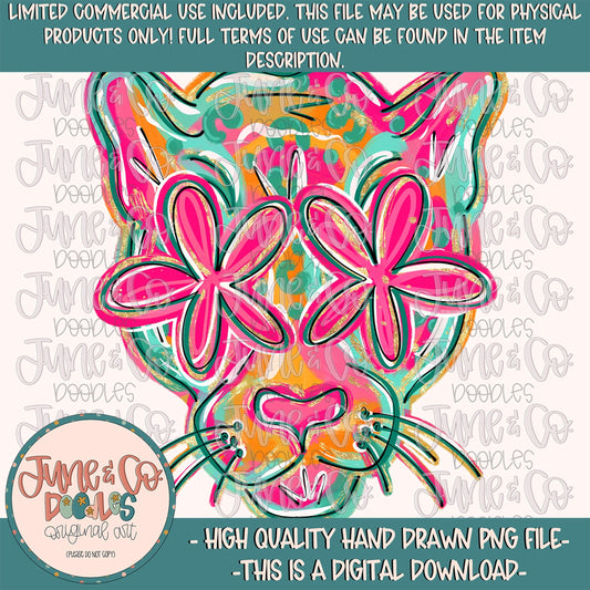 Flower Power Jaguar PNG| Painted Jaguars Mascot Sublimation File| Girly Game Day Shirt Design| Hand Drawn Art| Digital Download