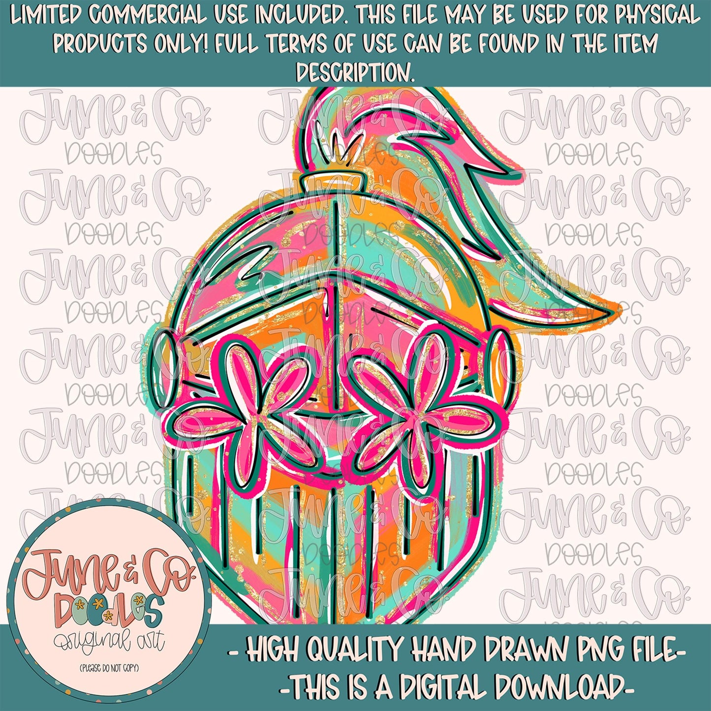 Flower Power Knight PNG| Painted Knights Mascot Sublimation File| Girly Game Day Shirt Design| Hand Drawn Art| Digital Download