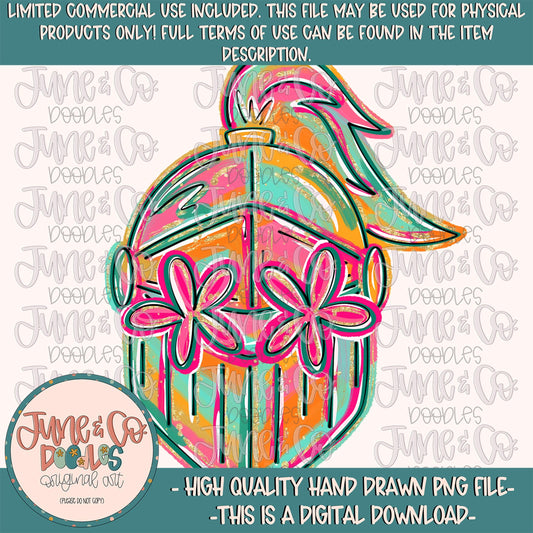 Flower Power Knight PNG| Painted Knights Mascot Sublimation File| Girly Game Day Shirt Design| Hand Drawn Art| Digital Download