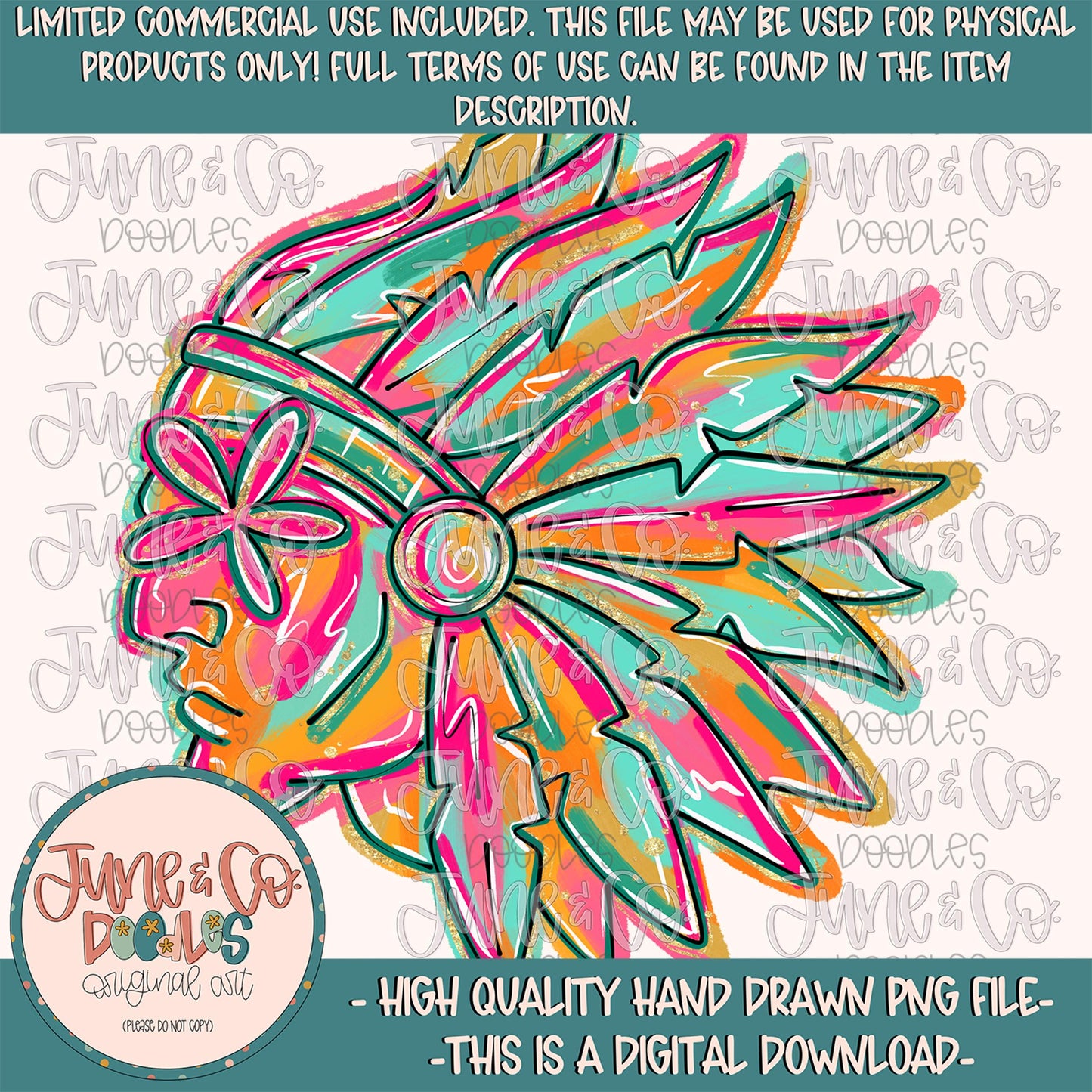 Flower Power Warrior PNG| Painted Warriors Mascot Sublimation File| Girly Game Day Shirt Design| Hand Drawn Art| Digital Download