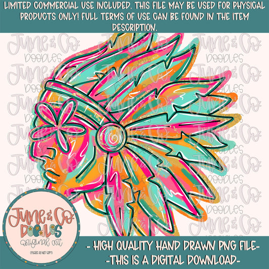 Flower Power Warrior PNG| Painted Warriors Mascot Sublimation File| Girly Game Day Shirt Design| Hand Drawn Art| Digital Download