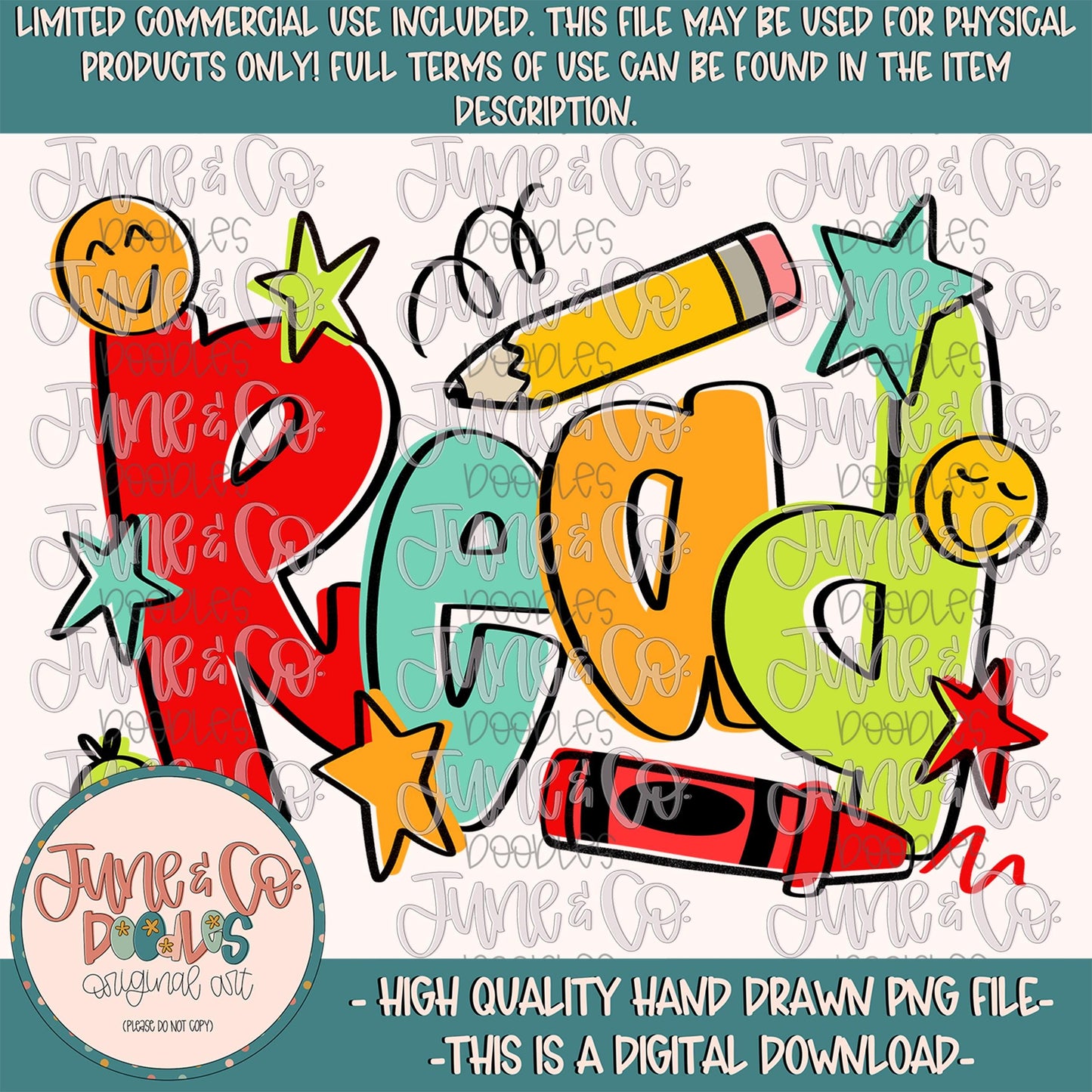 Boys Read With Doodles PNG| Cool Read Across America Sublimation File| Boys Elementary Reading Design| Hand Drawn Art| Digital Download