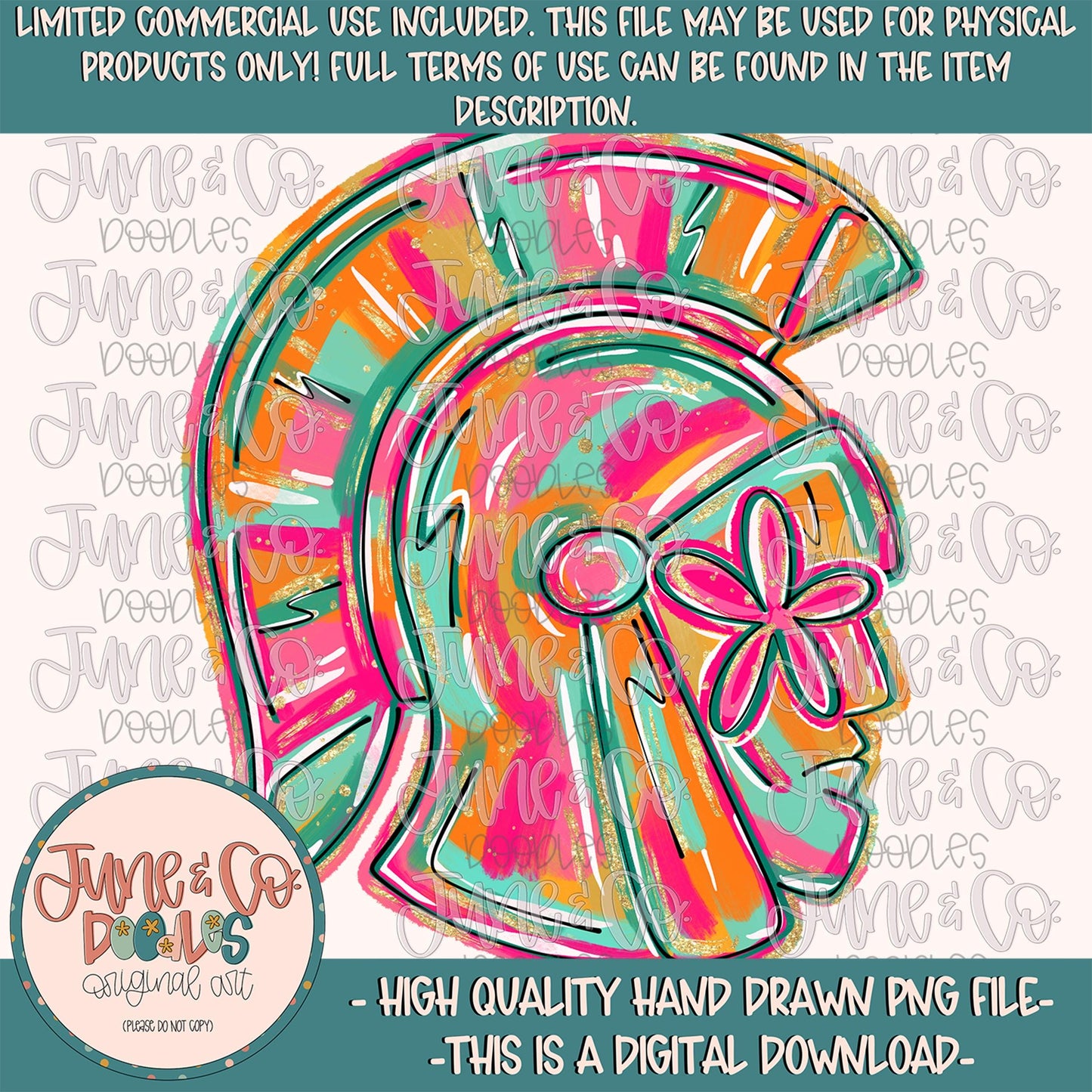 Flower Power Trojan PNG| Painted Trojans Mascot Sublimation File| Girly Game Day Shirt Design| Hand Drawn Art| Digital Download