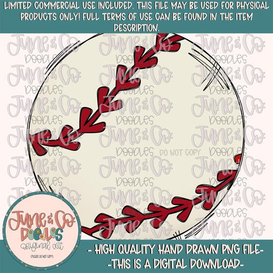 Sketchy Baseball- Vintage Colors PNG| Baseball Graphic Sublimation File| Matches Baseball Mama Design| Hand Drawn Art| Digital Download