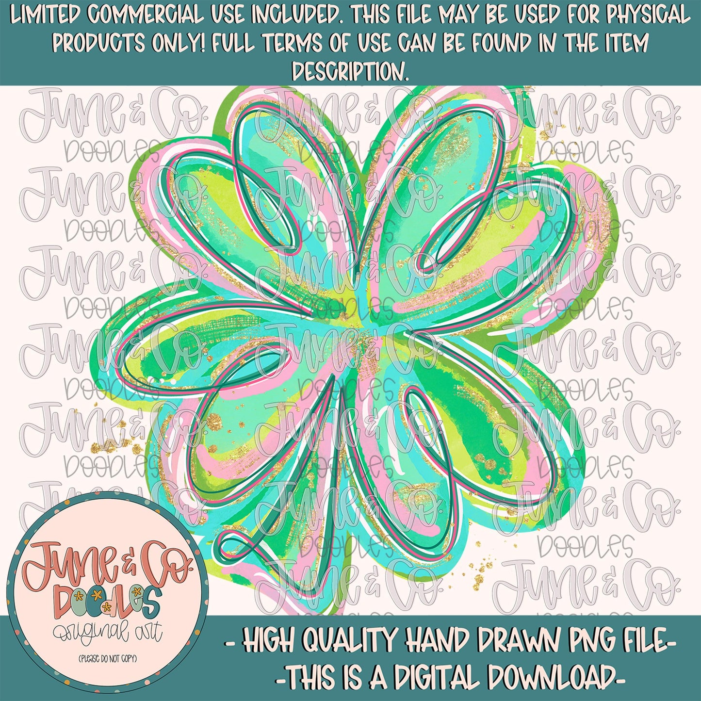 Watercolor Shamrock PNG| Brush Stroke Clover Sublimation File| Whimsical St. Patrick's Day Shirt Design| Hand Drawn Art| Digital Download