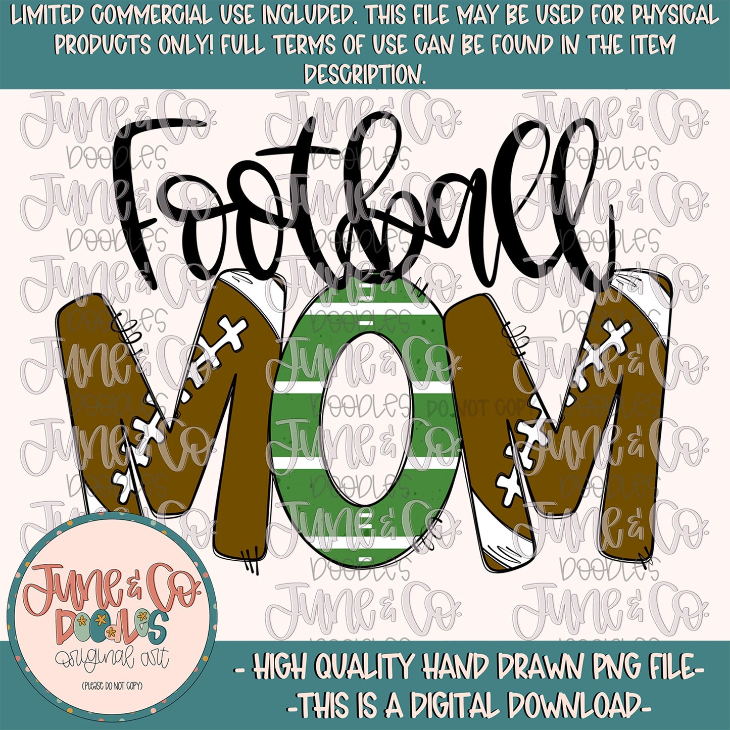 Football Mom PNG| Sports Mama Sublimation File| Football Season Shirt Design| Hand Lettered Printable Art| Digital Download