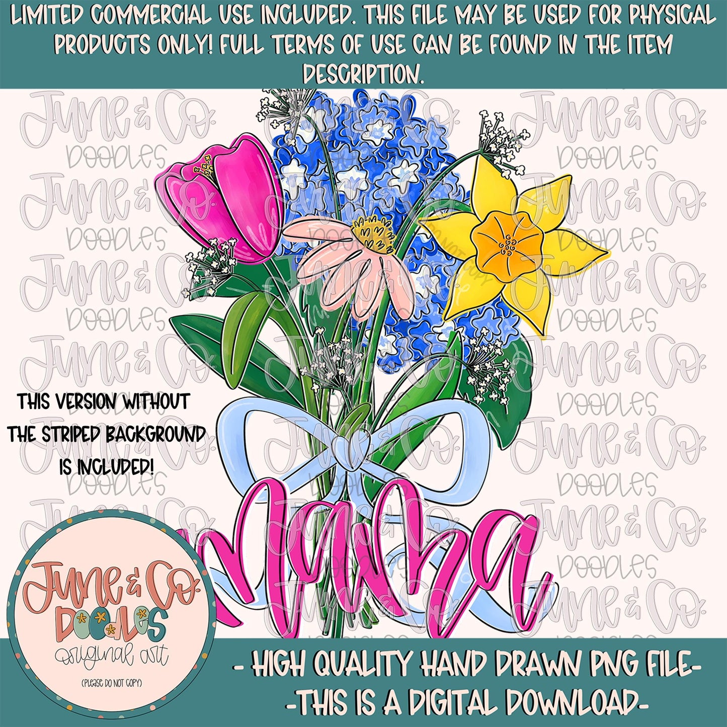 Spring Bouquet Mama PNG| Bright Floral Mother's Day Sublimation File| Hand Lettered Mama Shirt Design| Hand Drawn Art| Digital Download