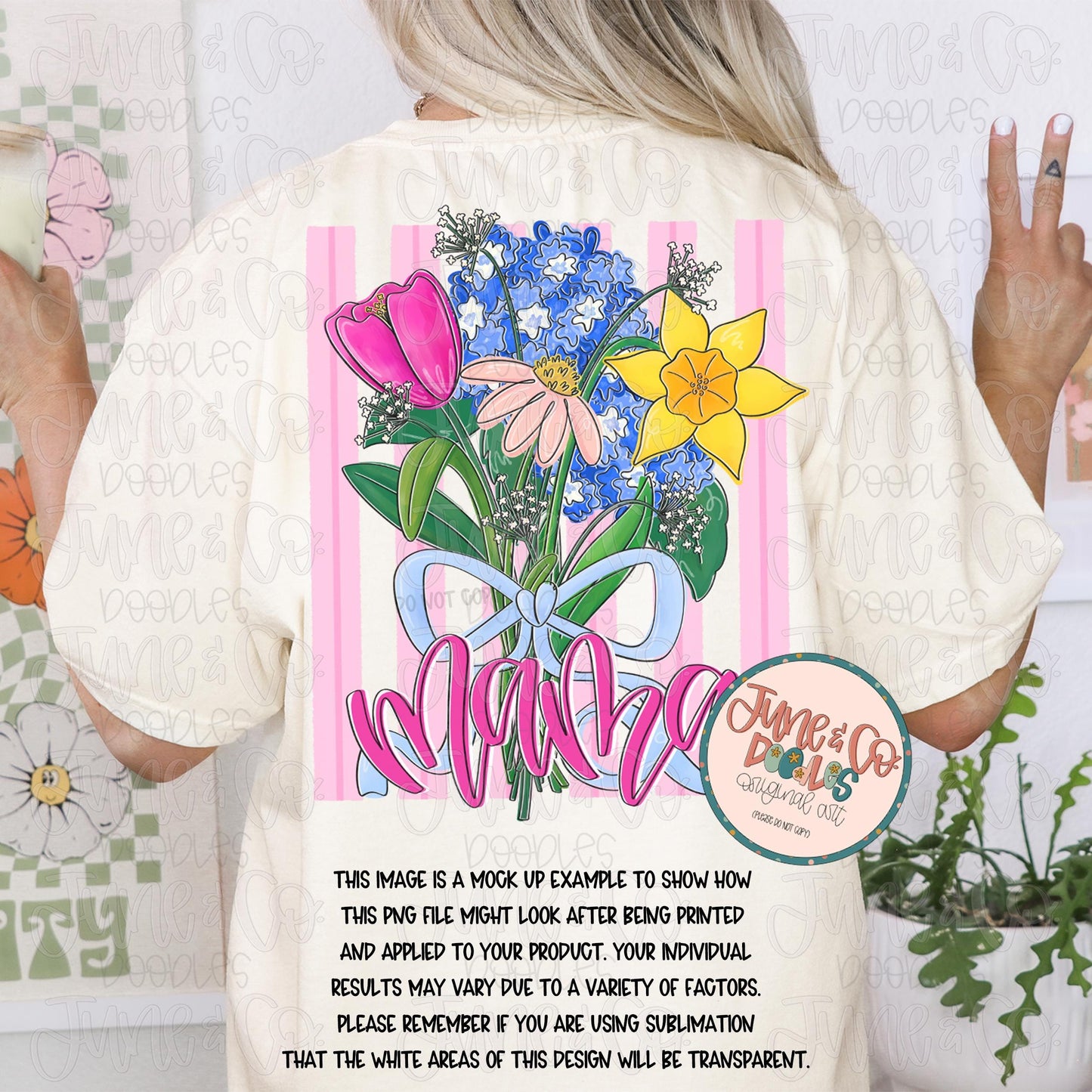 Spring Bouquet Mama PNG| Bright Floral Mother's Day Sublimation File| Hand Lettered Mama Shirt Design| Hand Drawn Art| Digital Download