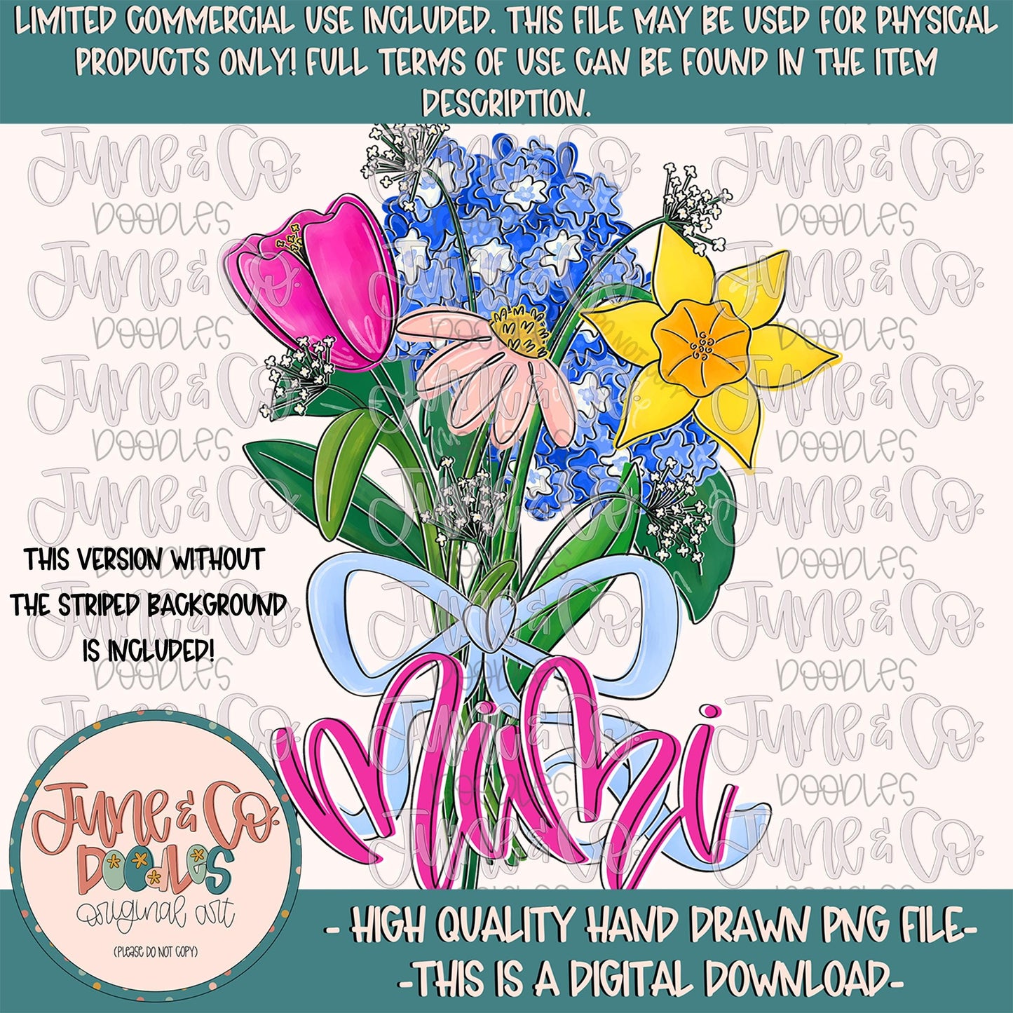 Spring Bouquet Mimi PNG| Floral Mother's Day Sublimation File| Hand Lettered Grandmother Shirt Design| Hand Drawn Art| Digital Download