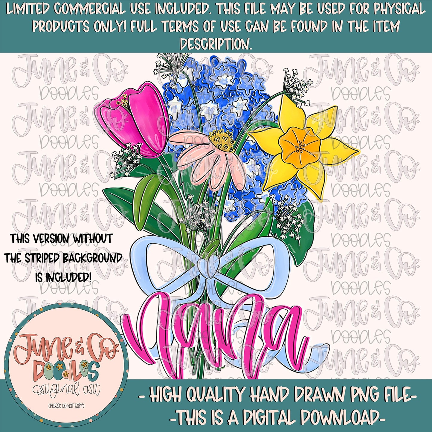 Spring Bouquet Nana PNG| Floral Mother's Day Sublimation File| Hand Lettered Grandmother Shirt Design| Hand Drawn Art| Digital Download