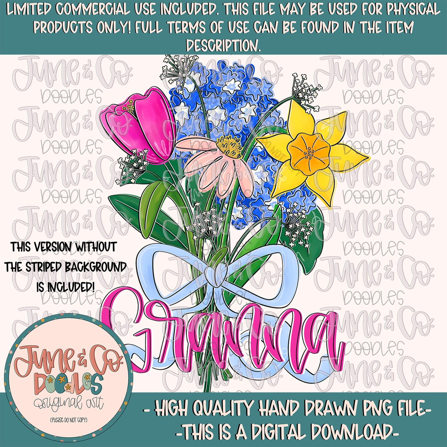 Spring Bouquet Granna PNG| Floral Mother's Day Sublimation File| Hand Lettered Grandmother Shirt Design| Hand Drawn Art| Digital Download