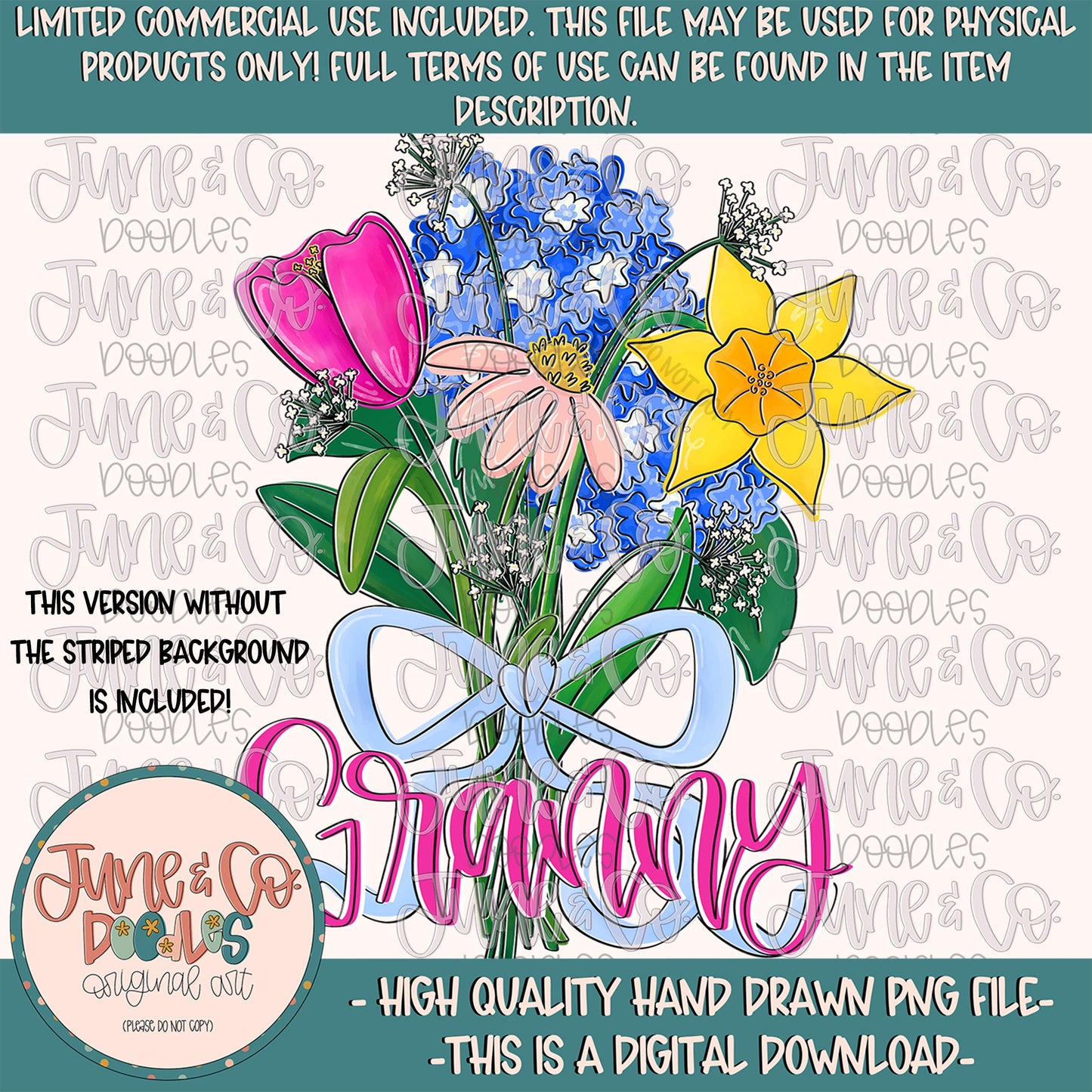 Spring Bouquet Granny PNG| Floral Mother's Day Sublimation File| Hand Lettered Grandmother Shirt Design| Hand Drawn Art| Digital Download
