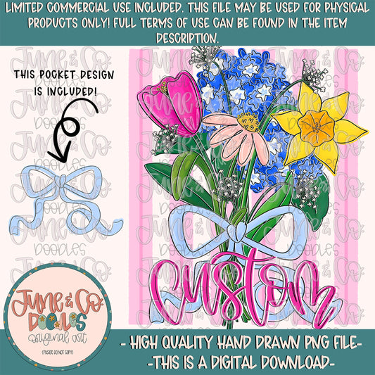 Custom Spring Bouquet PNG| Made To Order Mother's Day Sublimation File| Hand Lettering By Request| Hand Drawn Art| Digital Download