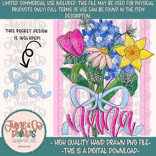 Spring Bouquet Nana PNG| Floral Mother's Day Sublimation File| Hand Lettered Grandmother Shirt Design| Hand Drawn Art| Digital Download