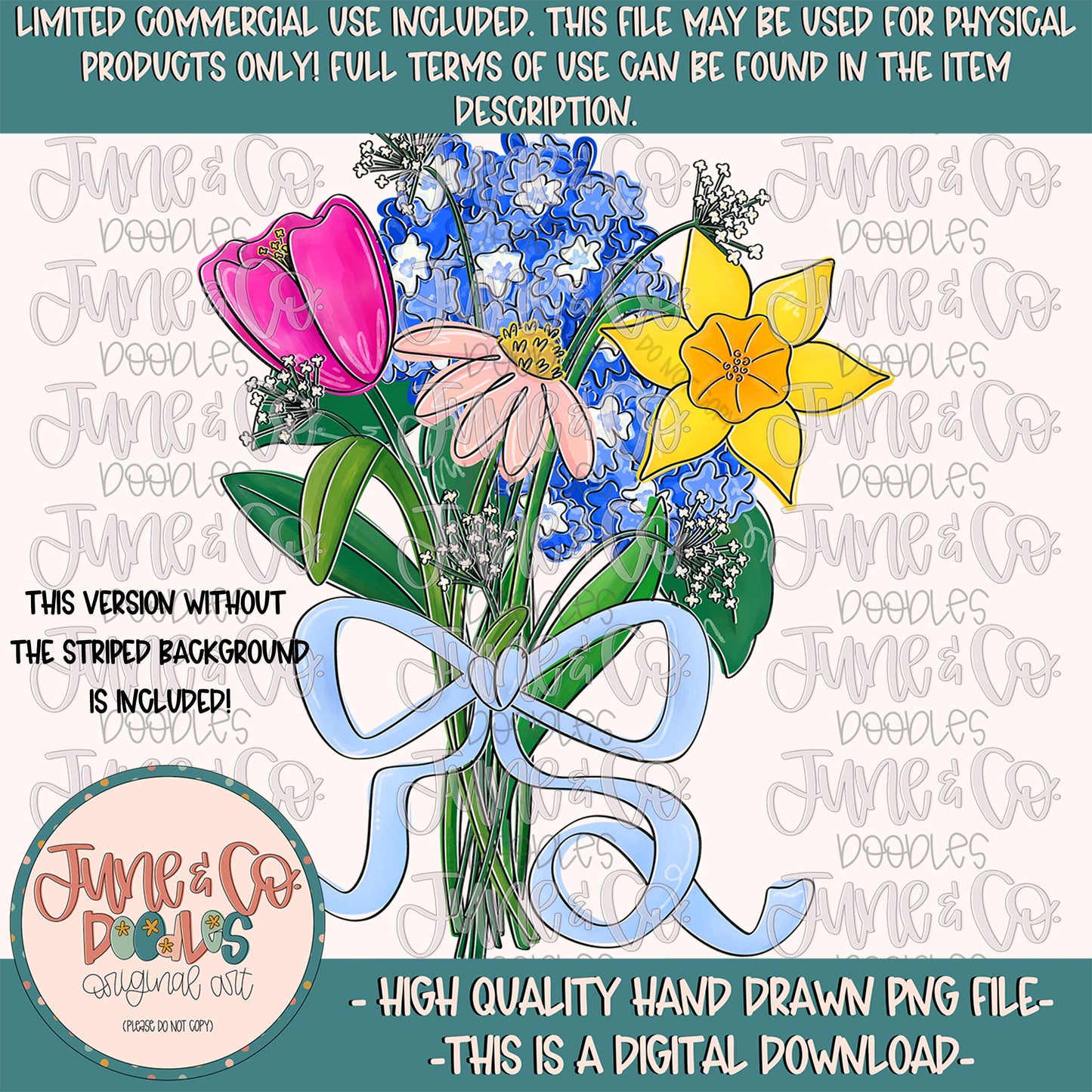 Spring Bouquet PNG| Floral Mother's Day Sublimation File| Preppy Spring Season Shirt Design| Hand Drawn Art| Digital Download