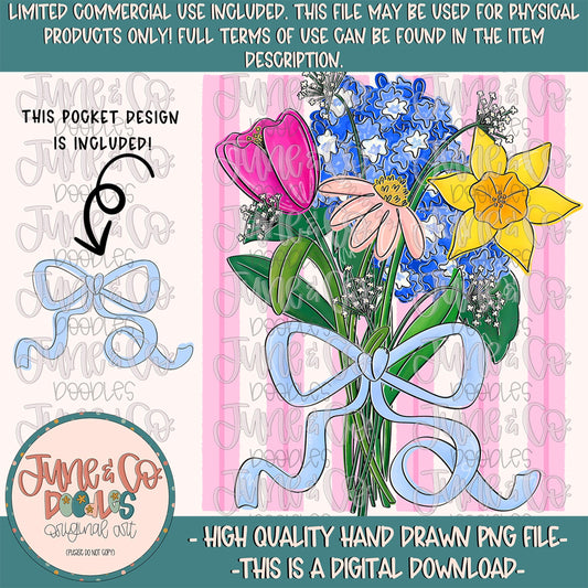 Spring Bouquet PNG| Floral Mother's Day Sublimation File| Preppy Spring Season Shirt Design| Hand Drawn Art| Digital Download