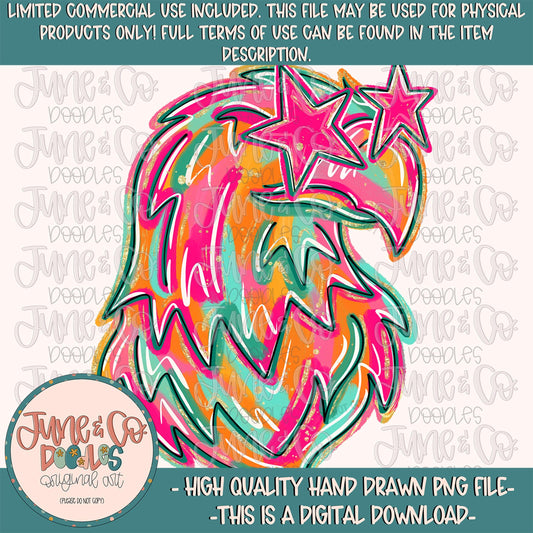 Painted Eagle With Stars PNG| Brush Stroke Eagles Mascot Sublimation File| Girly Game Day Shirt Design| Hand Drawn Art| Digital Download