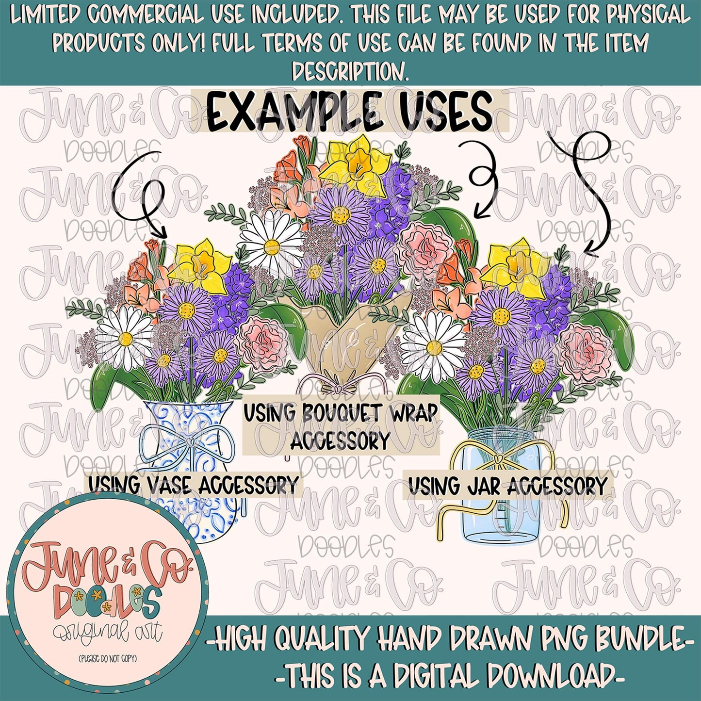 Build Your Own Bouquet Bouquet PNG Bundle| Custom Floral Mother's Day Design| Birth Month Flowers| Hand Drawn Art| Digital Download