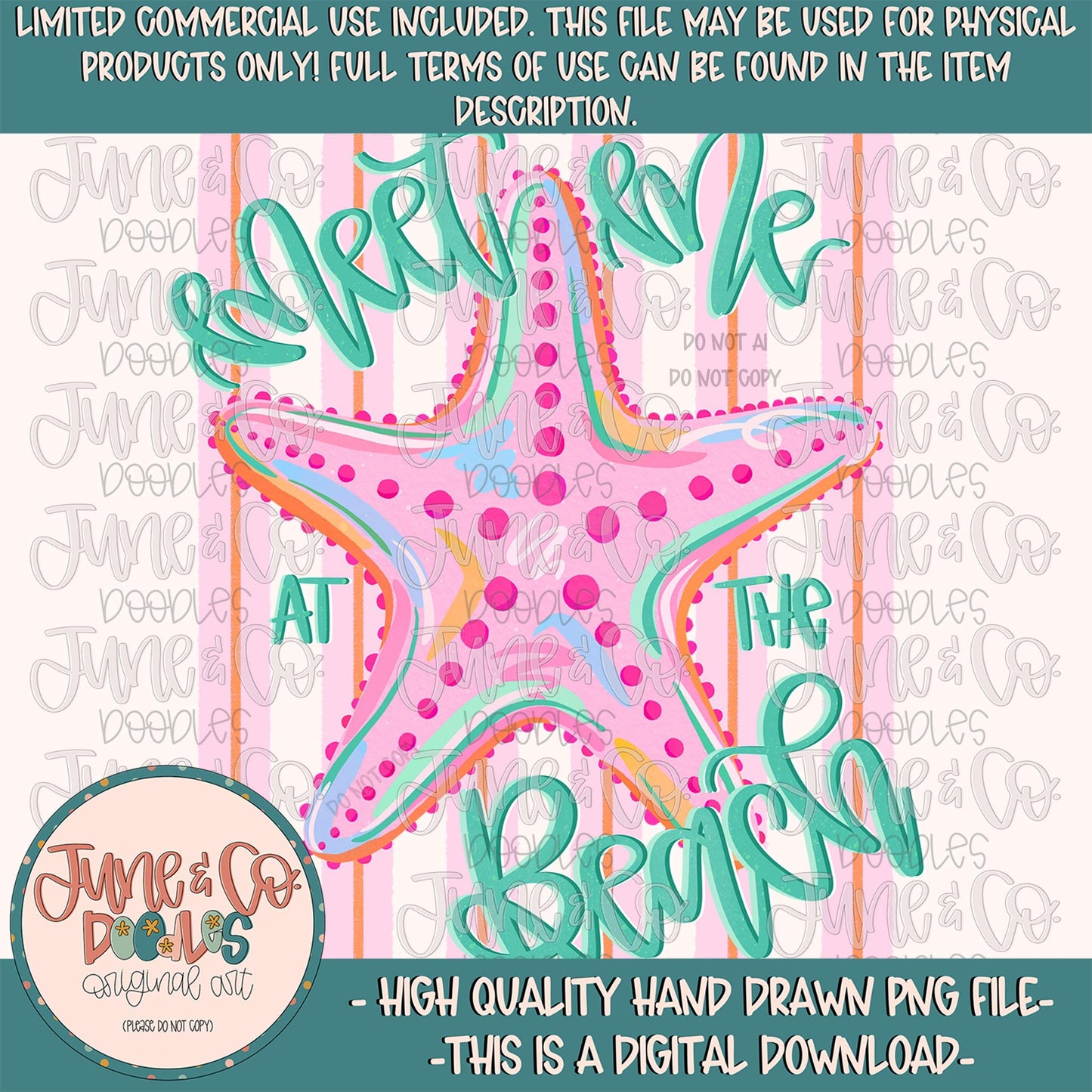 Meet Me At The Beach PNG| Beach Vacation Sublimation File| Preppy Starfish Shirt Design| Hand Lettering| Hand Drawn Art| Digital Download