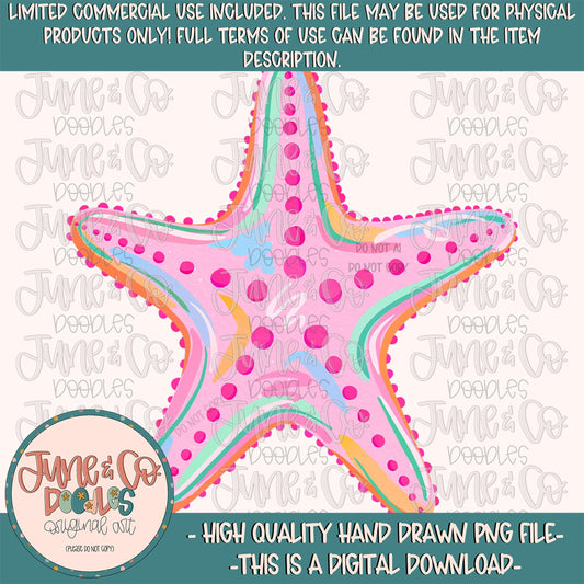 Preppy Starfish PNG| Beach Vacation Sublimation File| Watercolor Coastal Shirt Design| Hand Drawn Art| Digital Download