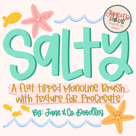 Salty Procreate Brush| Flat Tipped Monoline Brush For Procreate| Modern Calligraphy Brush| Textured Outline Brush File