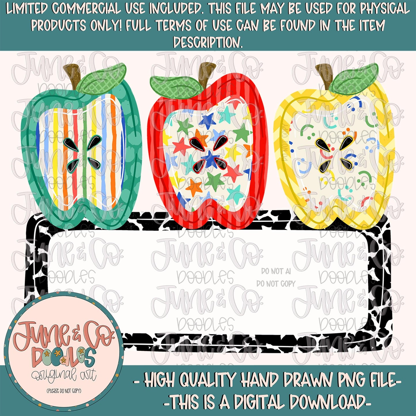 Boys Apple Trio With Name Plate PNG| Back To School Sublimation File| Boys Primary School Shirt Design| Hand Drawn Art| Digital Download