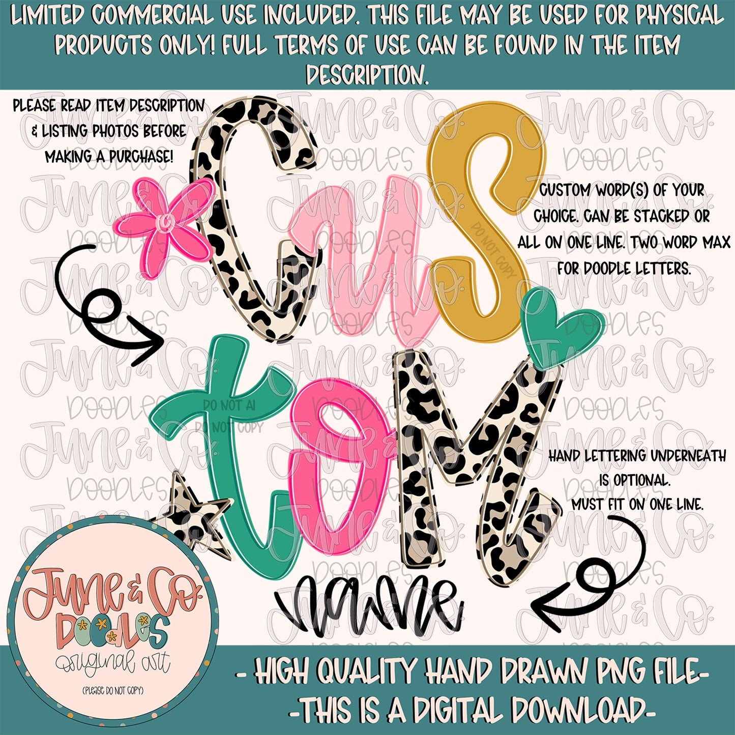 Wildest Dreams Alpha Custom PNG| Whimsical Made To Order Design| Doodle Letter Word/Name By Request| Hand Drawn Art| Digital Download