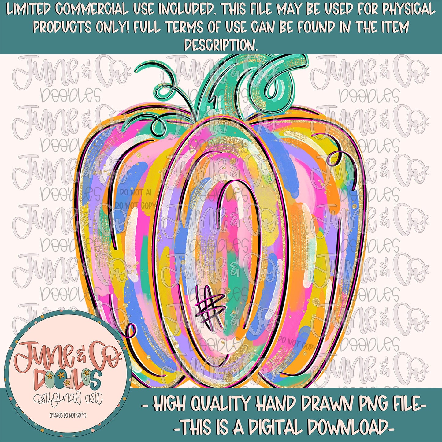 Painted Pumpkin PNG- Bright Colors| Brush Stroke Pumpkin Digital File| Girly Fall Shirt Design| Hand Drawn Art| Digital Download