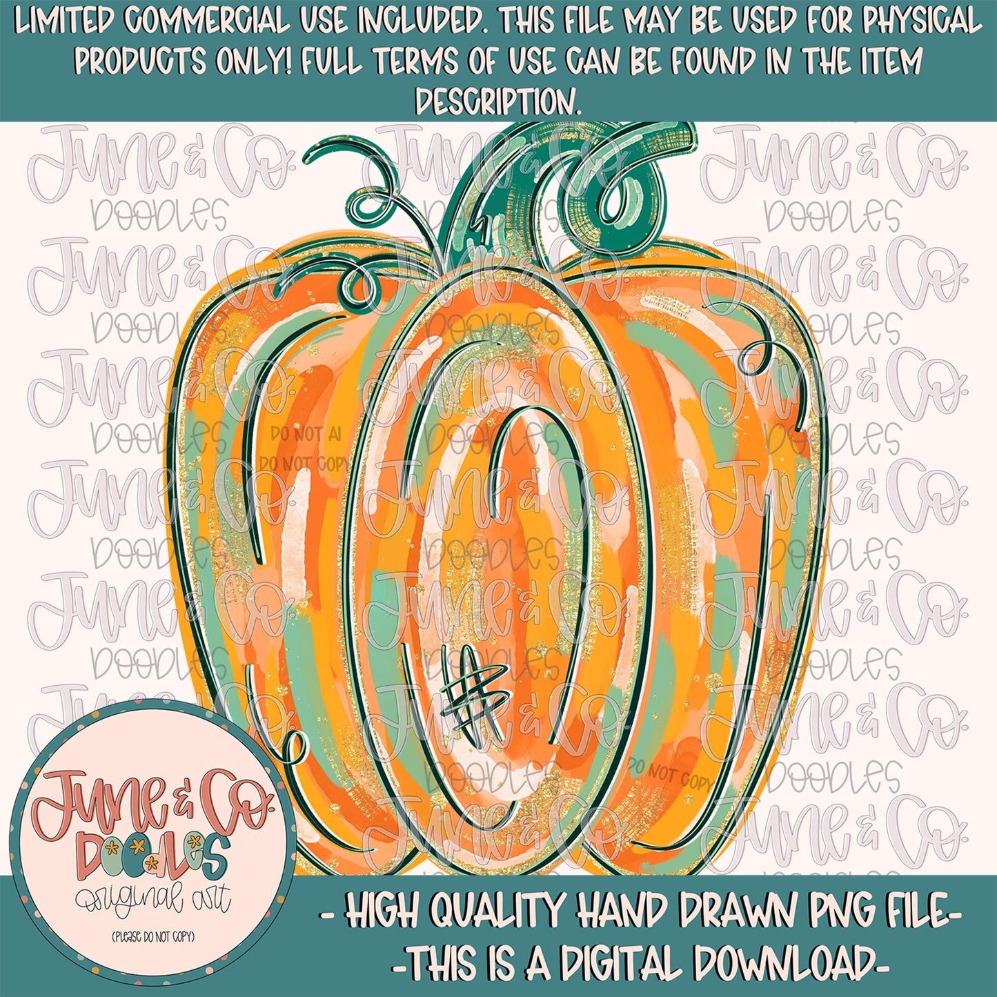 Painted Pumpkin PNG- Traditional Colors| Brush Stroke Pumpkin Digital File| Girly Fall Shirt Design| Hand Drawn Art| Digital Download