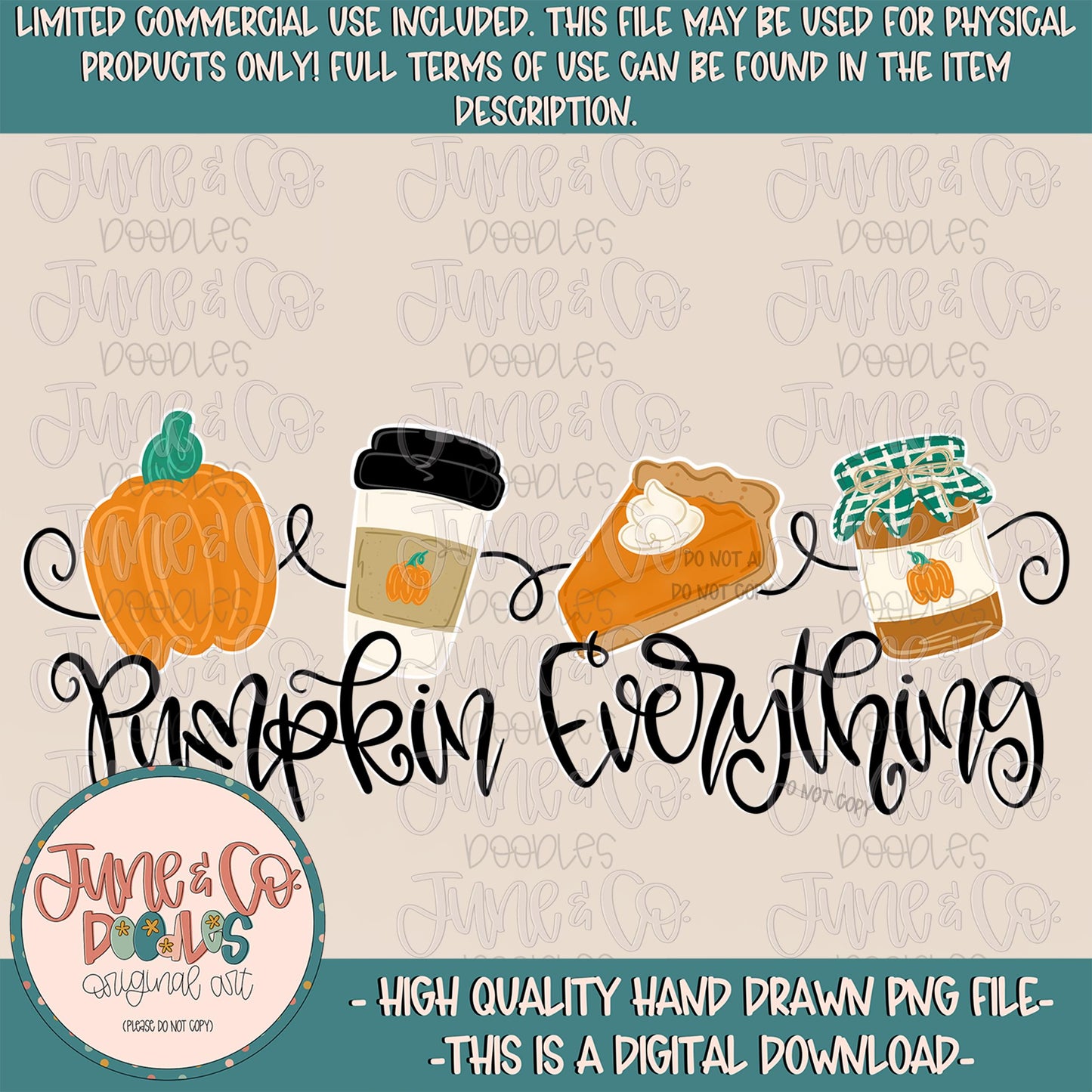 Pumpkin Everything PNG| Fall Pumpkin Lover Digital File| Fall Doodles Shirt Design| Hand Drawn Art| Hand Lettering| Digital Download