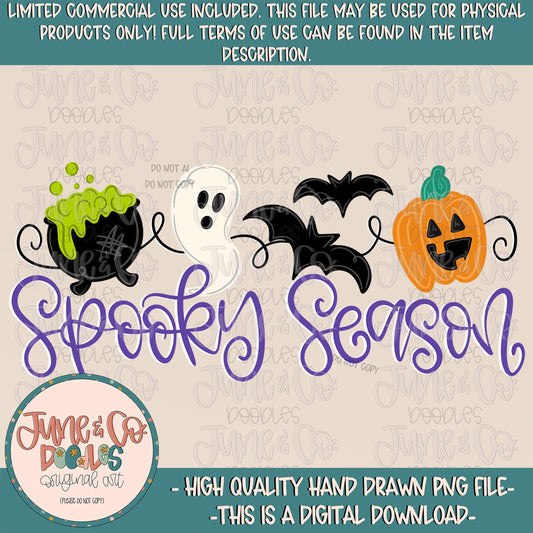 Spooky Season PNG| Halloween Lover Digital File| Spooky Fall Doodles Shirt Design| Hand Drawn Art| Hand Lettering| Digital Download