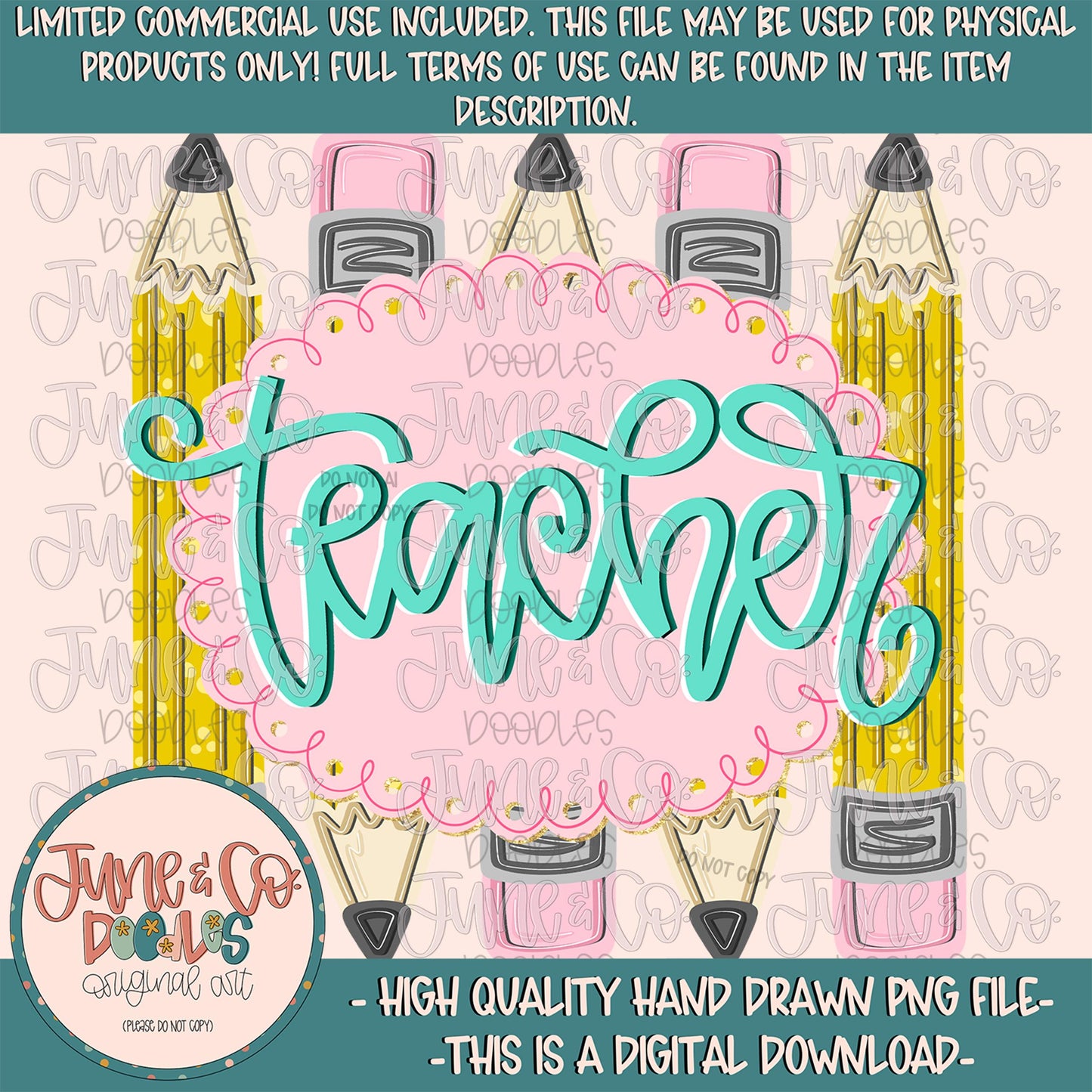 Fancy Pencils Teacher PNG| Back To School DTF File| Teacher Gift Shirt Design| Hand Drawn Art| Hand Lettering| Digital Download