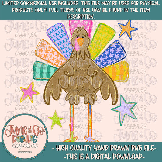 Girls Preppy Patterns Turkey PNG| Bright Dopamine Thanksgiving| Whimsical Fall Shirt Design| Hand Drawn Art| Digital Download