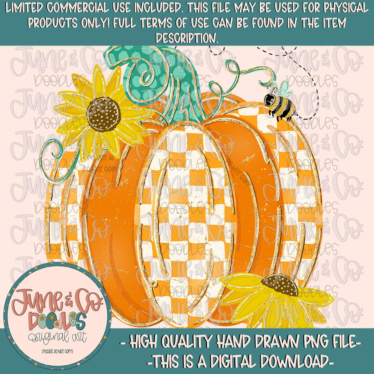 Sunflower Pumpkin PNG| Whimsy Fall Pumpkin Digital File| Girly Retro Fall Shirt Design| Hand Drawn Art| Digital Download