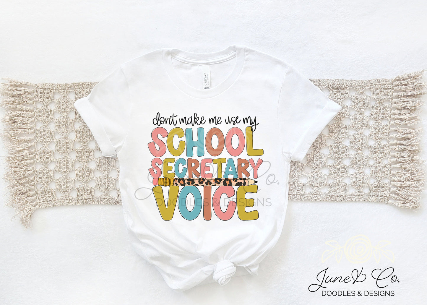 Don't Make Me Use My School Secretary Voice PNG| School Secretary Sublimation File| Secretary Shirt Design| Hand Lettered| Instant Download