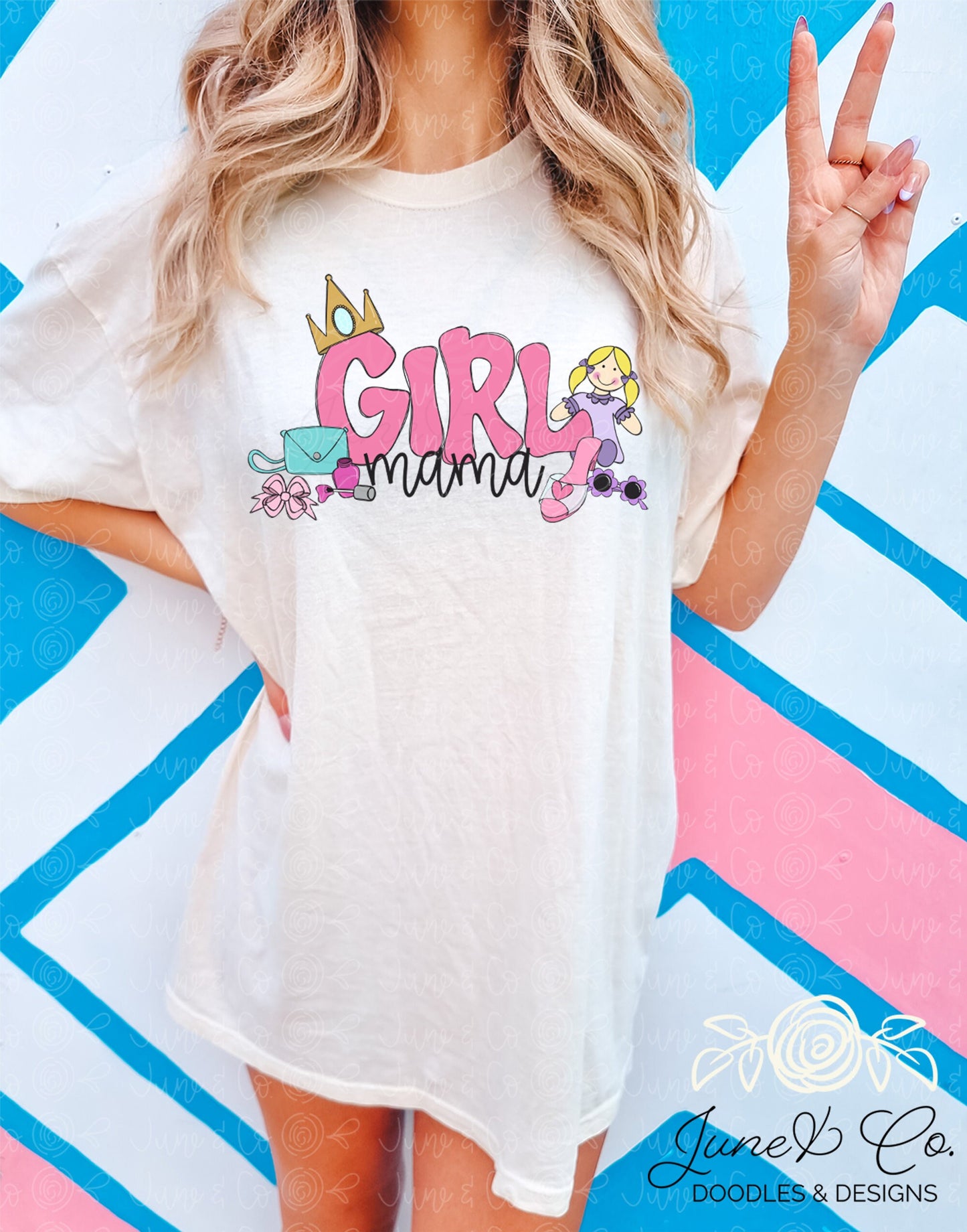 Girl Mama PNG| Mom of Girls Sublimation File| Girl Mom Shirt Design| Hand Drawn Printable Art| Hand Lettering| Instant Download