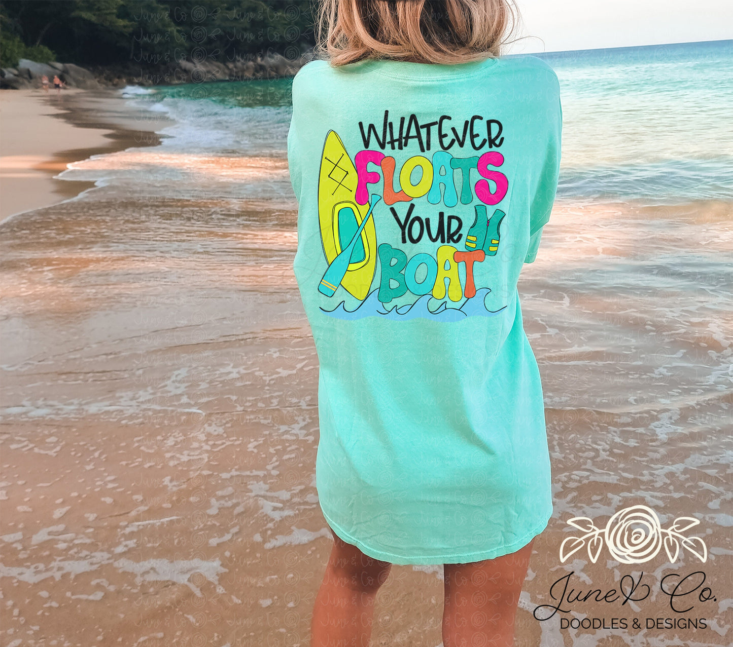 Whatever Floats Your Boat PNG| Bright Summer Sublimation File| River/Lake Shirt Design| Hand Lettered Printable Art| Instant Download