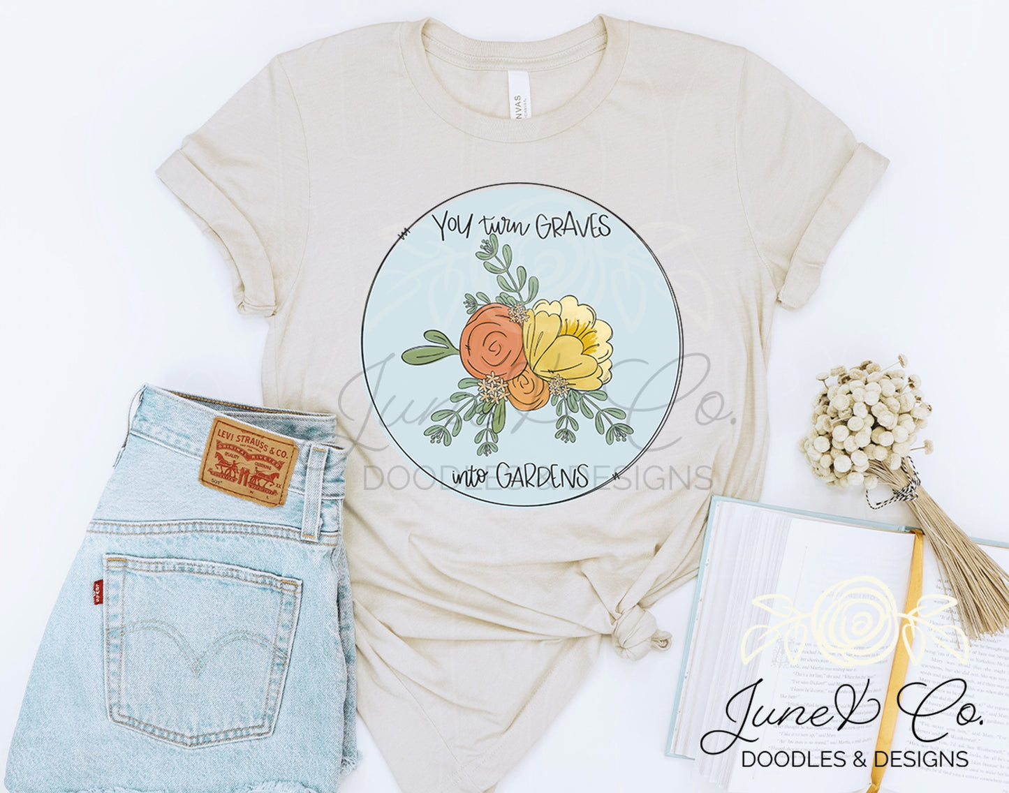 Graves Into Gardens Floral PNG| Christian Faith Sublimation File| Flowers Shirt Design| Hand Lettered Printable Art| Instant Download