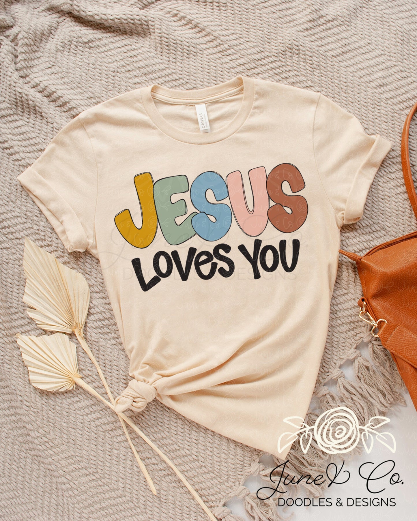 Jesus Loves You PNG| Boho Jesus Sublimation File| Faith Shirt Design| Christian Printable Art| Hand Lettering| Instant Download