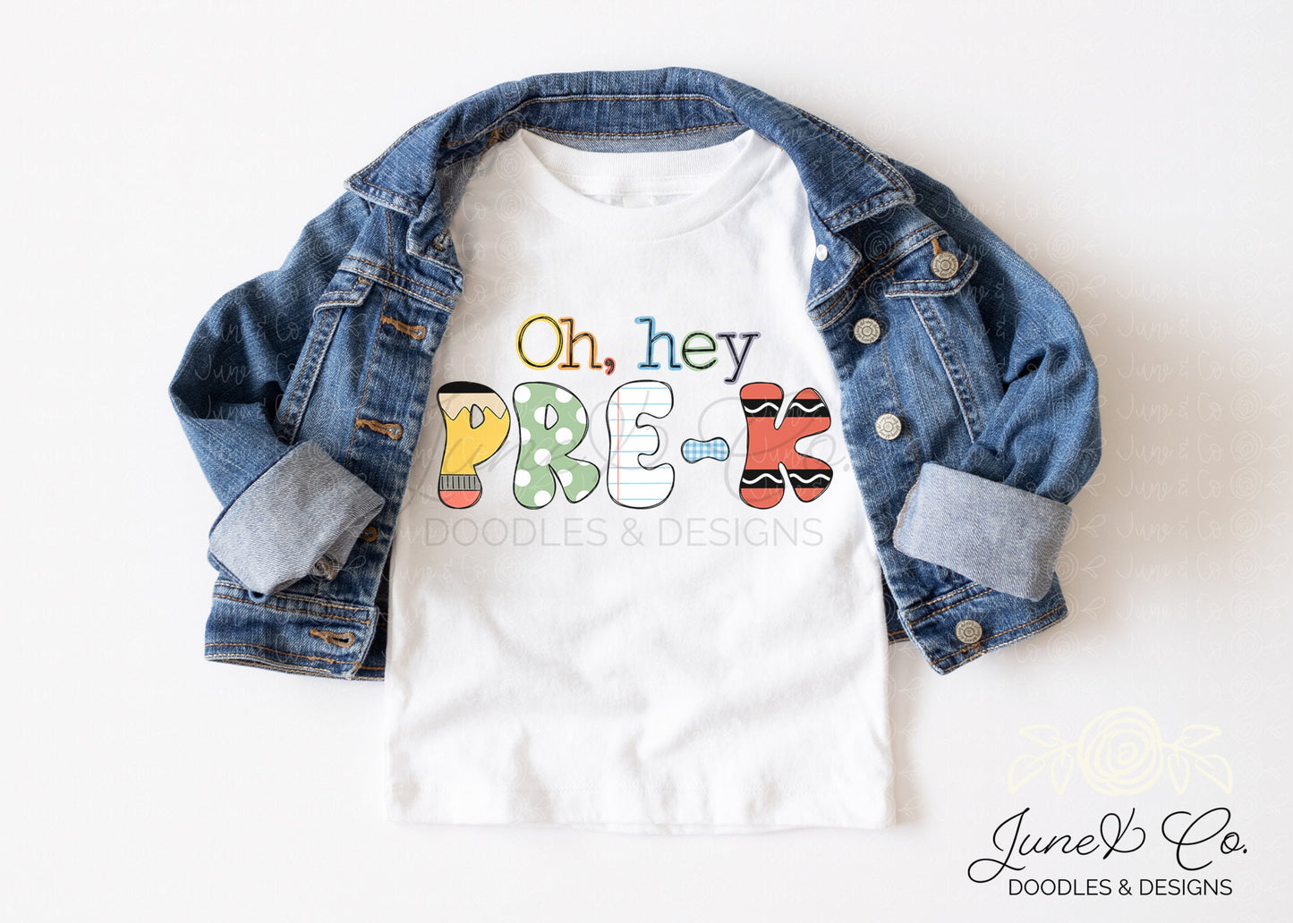 Oh Hey, Pre-K PNG| Back To School Sublimation File| Unisex Kids Pre-school Shirt Design| Hand Lettered Printable Art| Instant Download