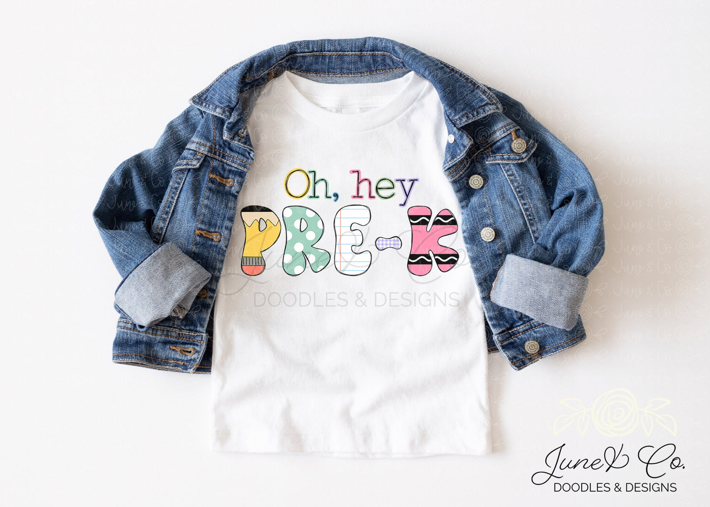 Oh Hey, Pre-K Girl PNG| Back To School Sublimation File| Unisex Kids Pre-school Shirt Design| Hand Lettered Printable Art| Instant Download