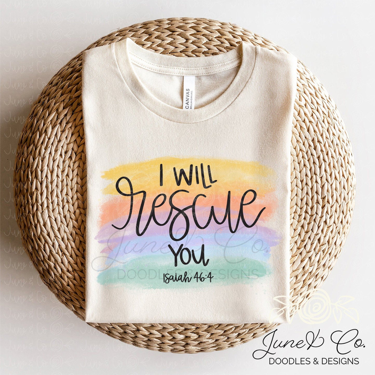 I Will Rescue You PNG| Isaiah 46:4 Sublimation File| Bible Verse Shirt Design|Christian Printable Art|Hand Lettering| Instant Download