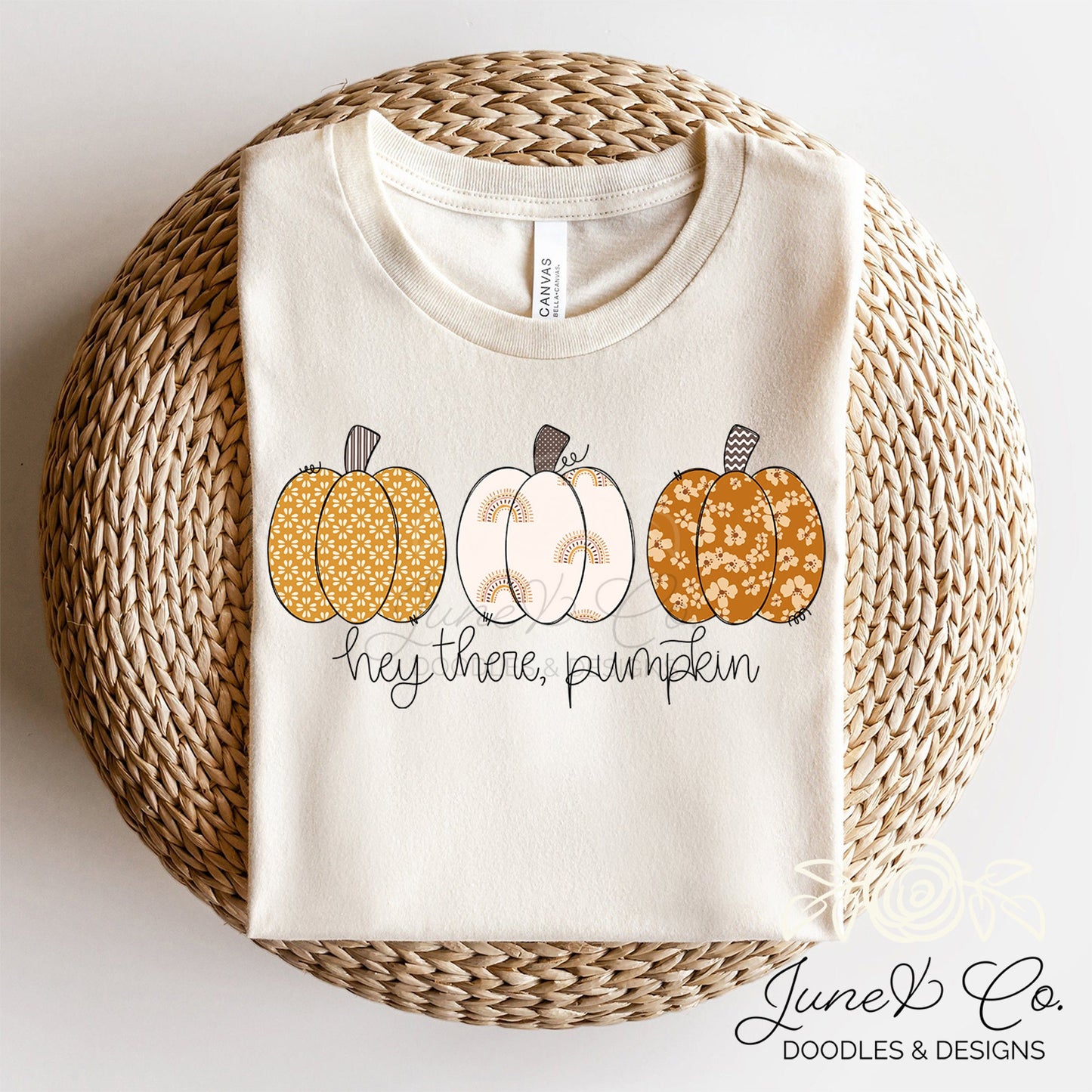 Hey There Pumpkin PNG| Boho Pumpkin Trio Sublimation File| Autumn Season Shirt Design| Hand Drawn Printable Art| Instant Download