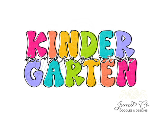 Neon Rainbow Kindergarten PNG| Girls Back To School Sublimation File| Retro Student Shirt Design| Teacher Printable Art| Instant Download