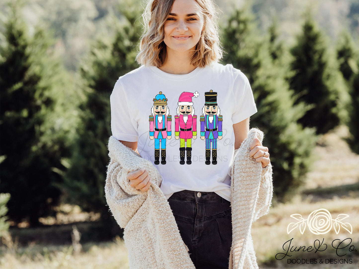 Bright Nutcracker Trio PNG| Christmas Nutcracker Sublimation File| Modern Christmas Shirt Design| Hand Drawn Printable Art| Instant Download