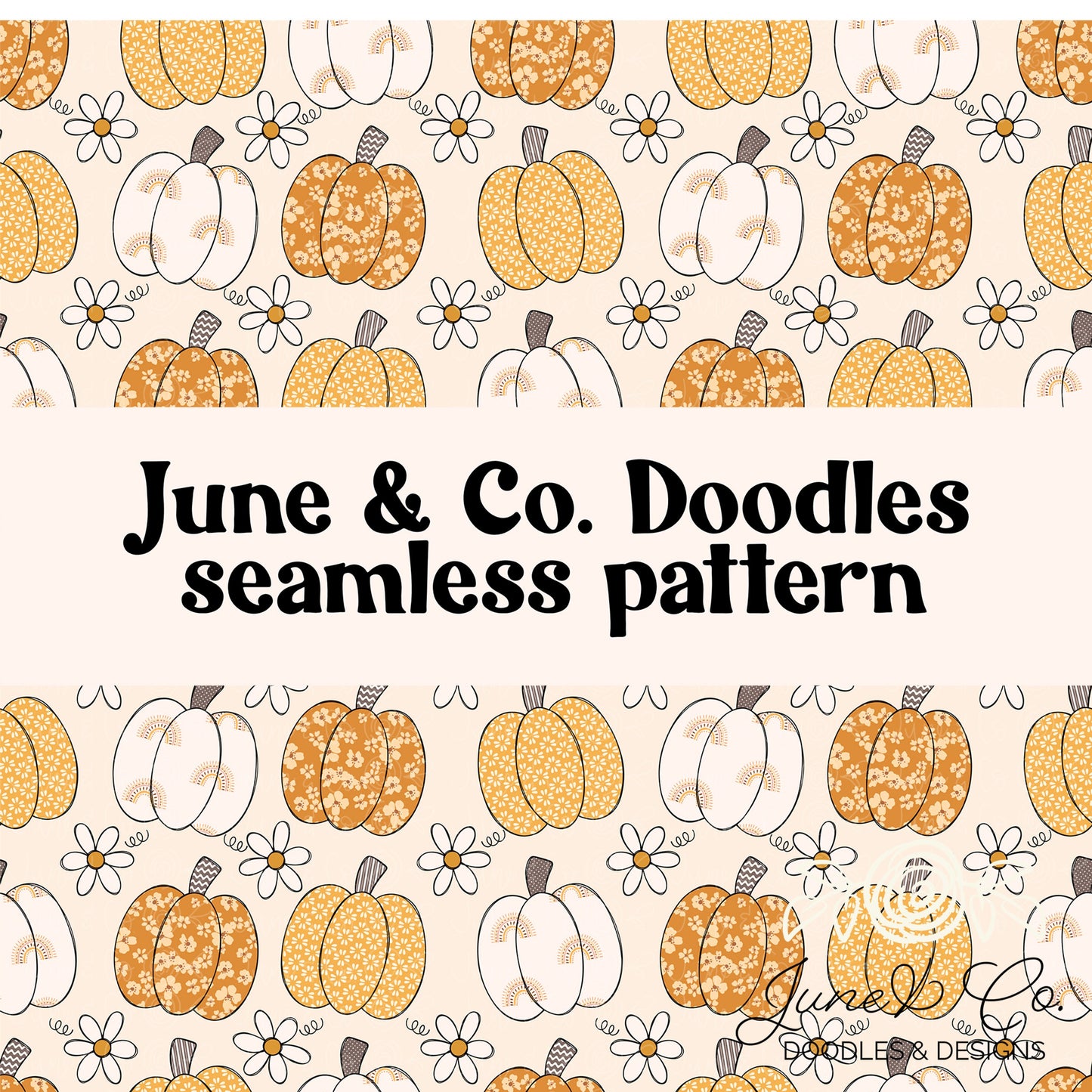 Boho Pumpkins Seamless Pattern Duo| Groovy Fall Digital Paper| Autumn Seasonal Sublimation File| Hand Drawn Printable Art| Instant Download