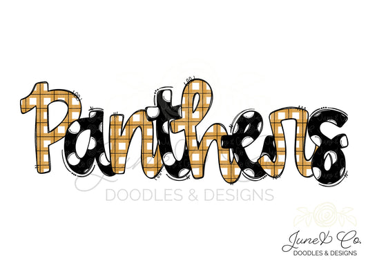 Panthers Mascot Doodle PNG| Custom School Mascot Sublimation File| School Pride Shirt Design| Hand Lettered Printable Art| Instant Download