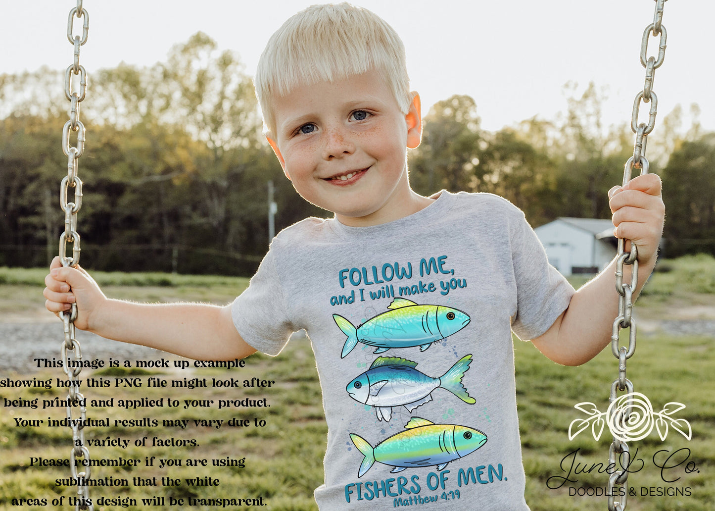 Fishers of Men PNG| Matthew 4:19 Bible Verse Sublimation File| Watercolor Fish Shirt Design| Christian Printable Art| Instant Download